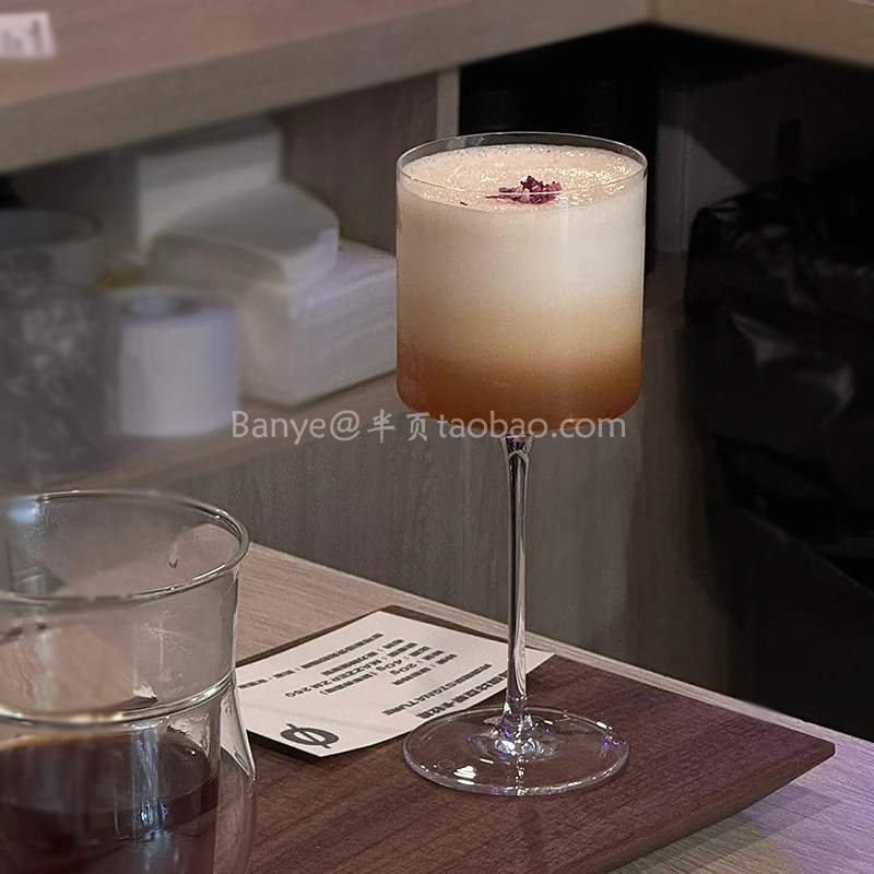 玻璃直筒精酿ins高脚红酒杯