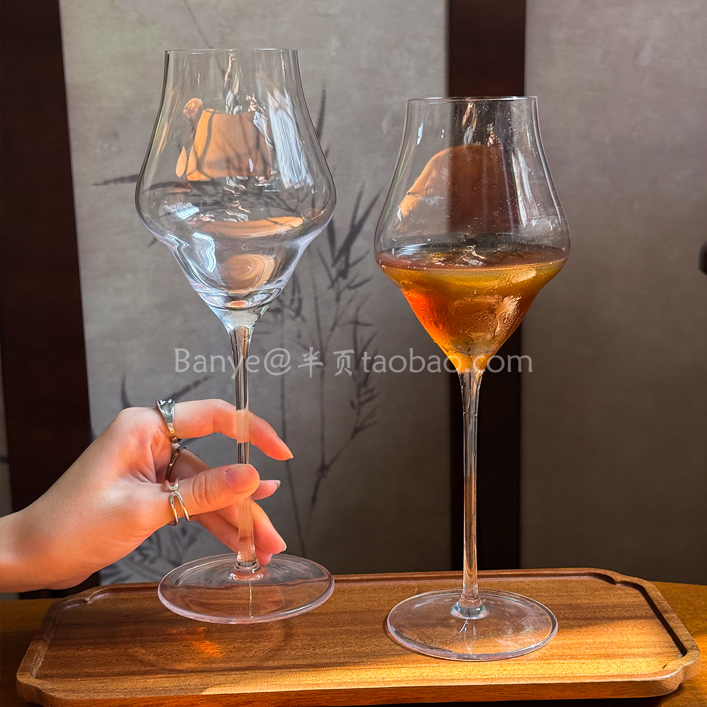 日式木村高脚杯云朵杯鸡尾酒杯创意红酒杯特调杯调酒杯子微醺酒杯