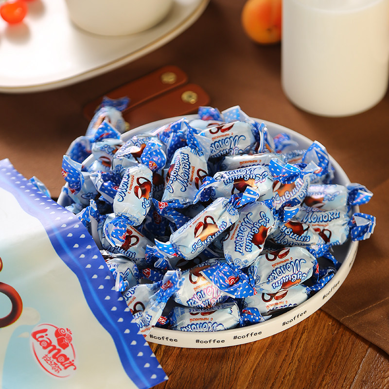 俄罗斯进口奶糖奶罐夹心软糖拉迈尔牌罗比兔奶糖零食喜糖500克