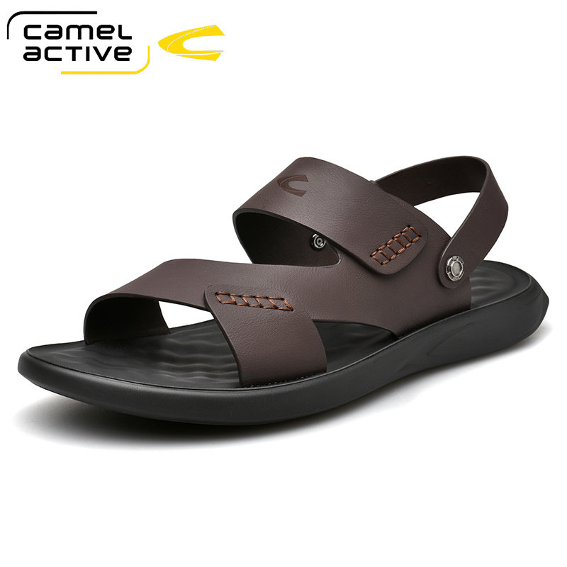 camel active骆驼动感头层牛皮凉鞋男夏季外穿休闲沙滩鞋防滑防臭
