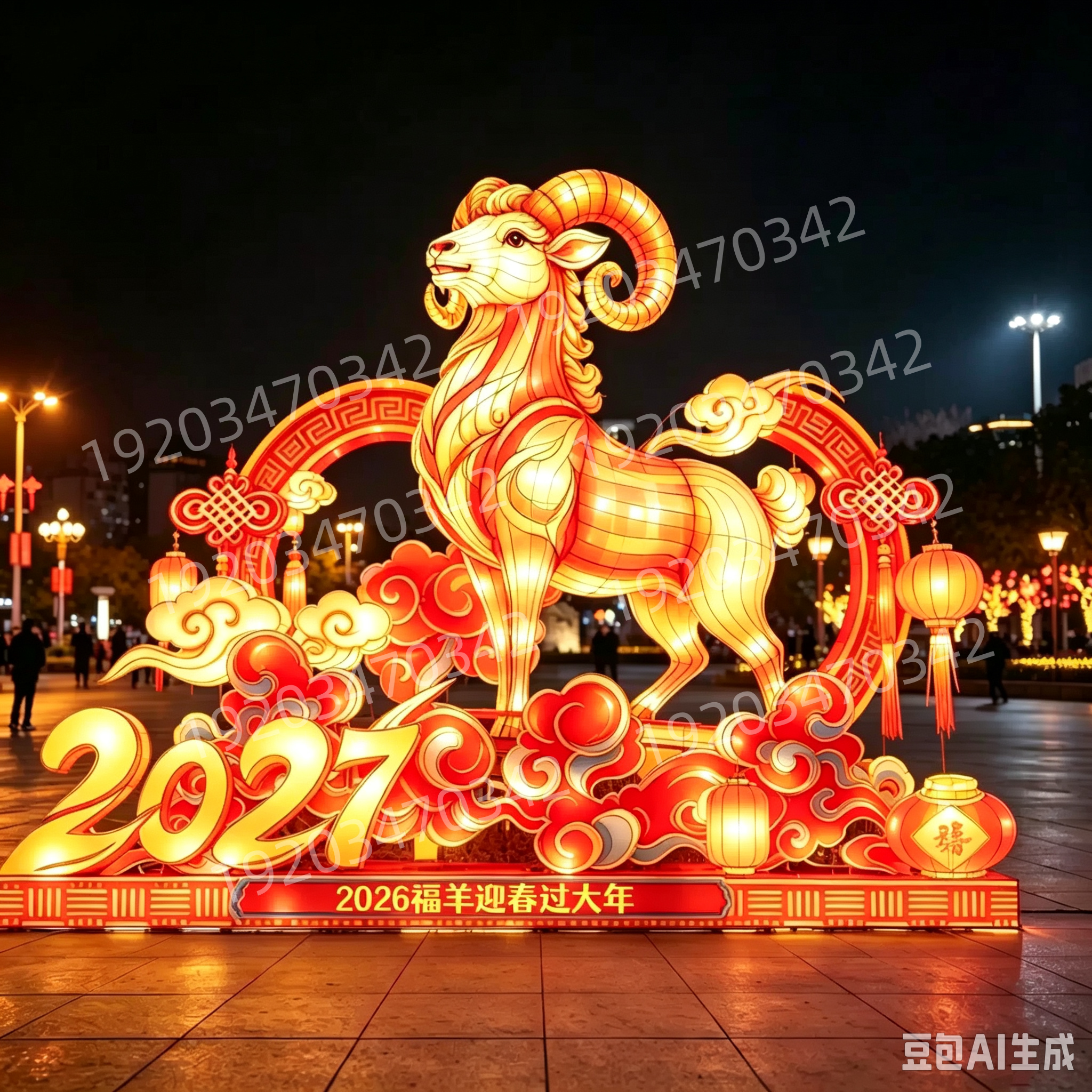 大型羊生肖花灯定做文旅夜游灯会花灯