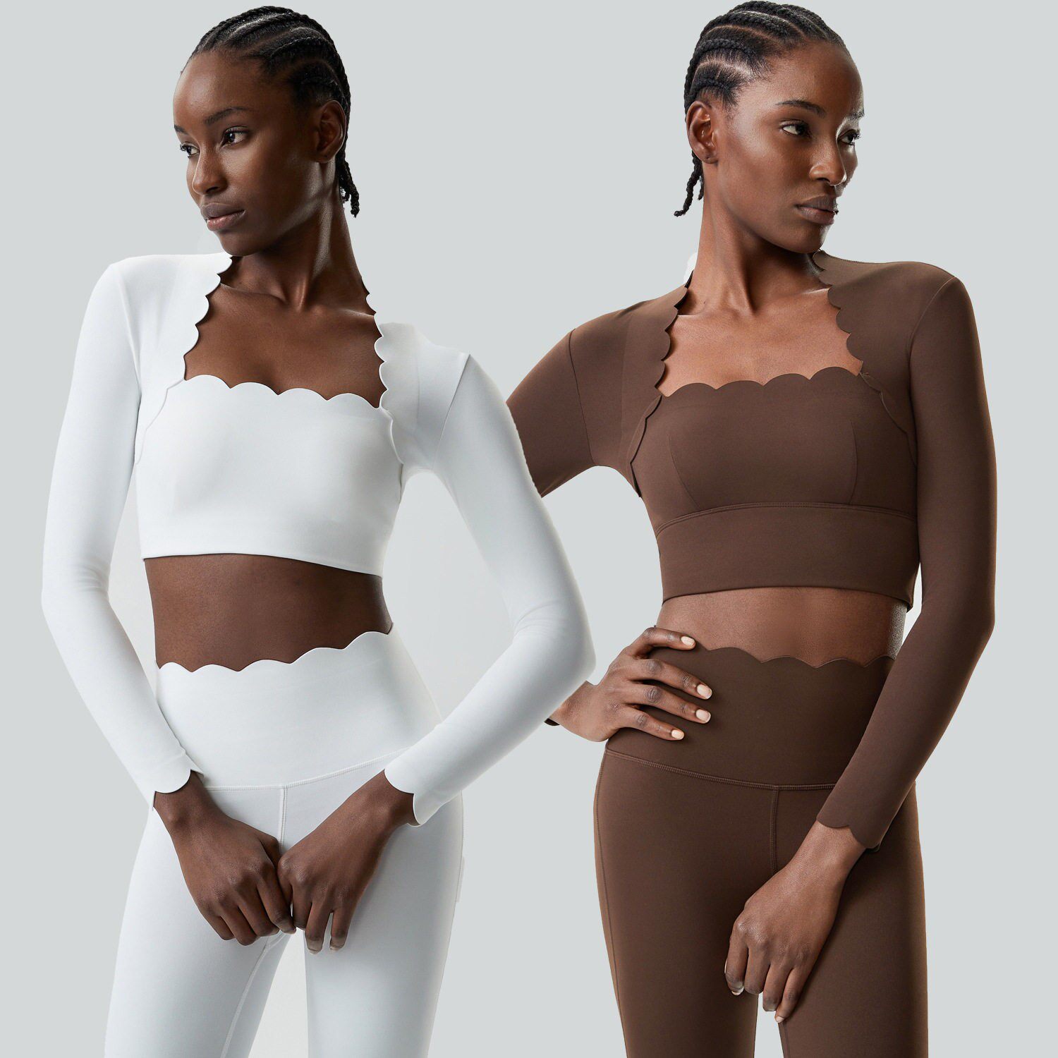 外穿紧身上衣运动瑜伽服女花边跑步撸铁健身房大码带文胸内衣长袖