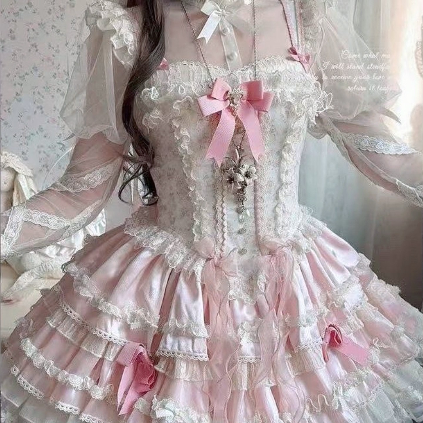 【花绮梦】洛丽塔法式可爱优雅芭蕾风蛋糕裙超短连衣裙Lolita现货