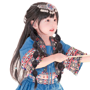 古风女童汉服假发头饰儿童辫子蝴蝶结一体式懒人古装造型发髻发饰