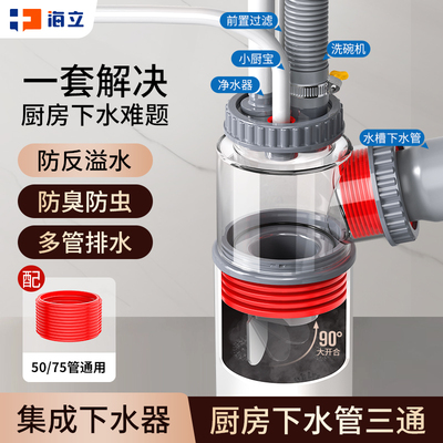 海立厨房下水三通集成下水器