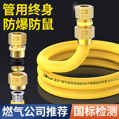 天然气燃气管不锈钢波纹管家用防爆煤气管金属软管专用可拆卸接头