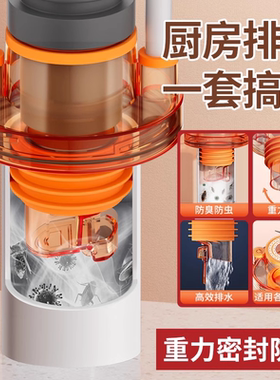 下水管三头通分水器厨房洗菜盆排水洗碗机净水器下水道防返臭神器