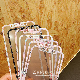 卡通适用iPhone16/17promax手机膜15Plus苹果13/14Pro可爱kt猫彩膜12全屏钢化玻璃11/XR防摔保护x/xs库洛米