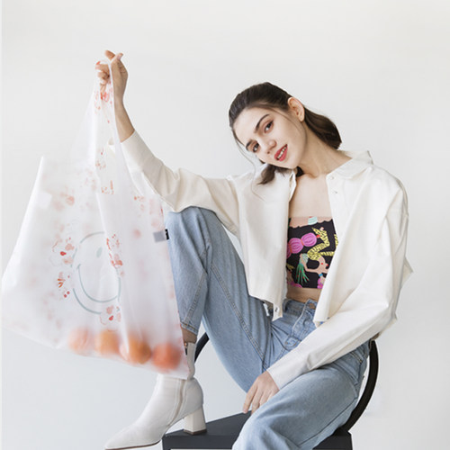 loqismiley环保女包出行磨砂花朵