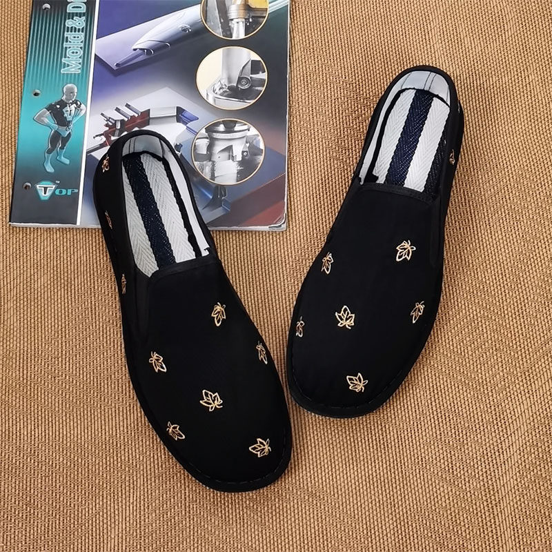 올드 베이징 천 신발 남자 수 놓은 중국 스타일의 부드러운 단독 통기성 수제 XISHAN 슬립 온 게으른 커플 캐주얼 신발