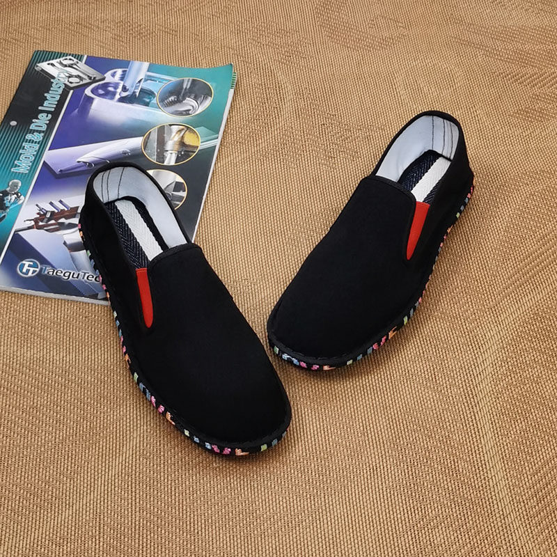 올드 베이징 천 신발 남자 수 놓은 중국 스타일의 부드러운 단독 통기성 수제 XISHAN 슬립 온 게으른 커플 캐주얼 신발