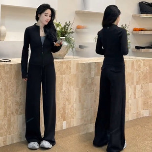 洋气显瘦立领开衫 休闲运动套装 女2026春季 新款 两件套潮 外套阔腿裤