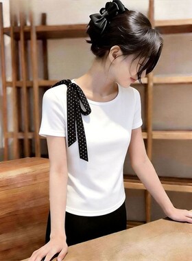 独特漂亮白色短袖T恤女2026夏季新款法式设计感小众时尚气质上衣