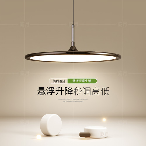 绝美高颜值创意圆形升降餐厅吊灯