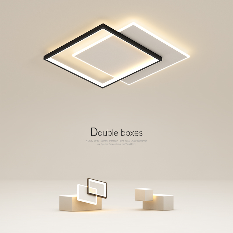 创意led吸顶灯简约现代小客厅灯主卧室灯正方形几何餐厅房间灯具