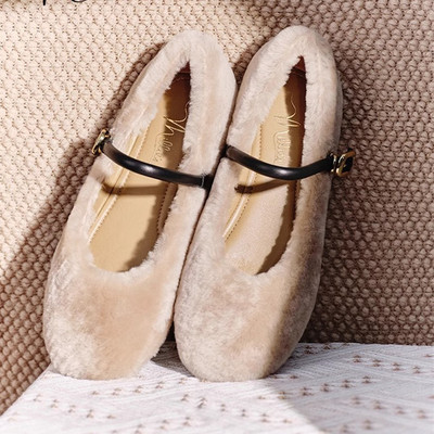 毛毛鞋女童一脚蹬浅口女鞋宝宝冬鞋豆豆鞋棉鞋玛丽珍亲子法式皮鞋