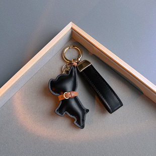 手工真皮小狗挂件可爱迷你小狗狗汽车钥匙扣包包挂饰情侣礼物