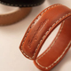 真皮工装 复古植鞣真皮手镯皮手环高桥老花开口半镯皮环配饰品男女