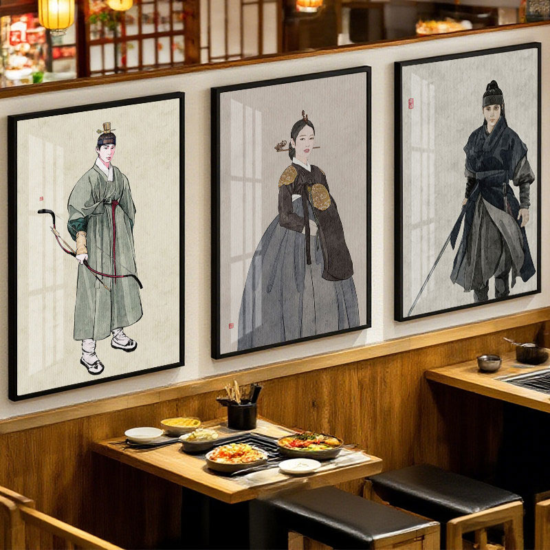 韩国餐厅烤肉店装饰画朝鲜族民俗特色饭店壁画韩式泡菜料理店挂画