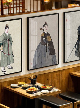 韩国餐厅烤肉店装饰画朝鲜族民俗特色饭店壁画韩式泡菜料理店挂画