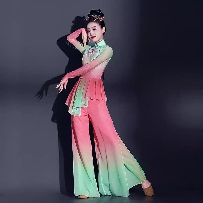 胶州秧歌服演出服女手绢舞蹈服套装古典广场舞飘逸艺考民族扇子舞