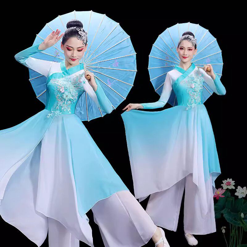 【蕾丝设计】古典舞演出服女飘逸古风亮片艺考长裙扇子舞蹈服装伞