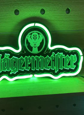 三维雕刻Jagermeister绿色霓虹灯广告牌挂式标识牌
