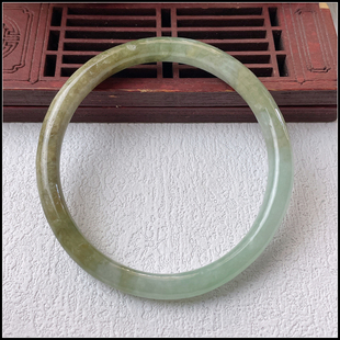 53长内径天然缅甸翡翠A货贵妃手镯冰糯种飘黄翡叮当镯玉镯子女