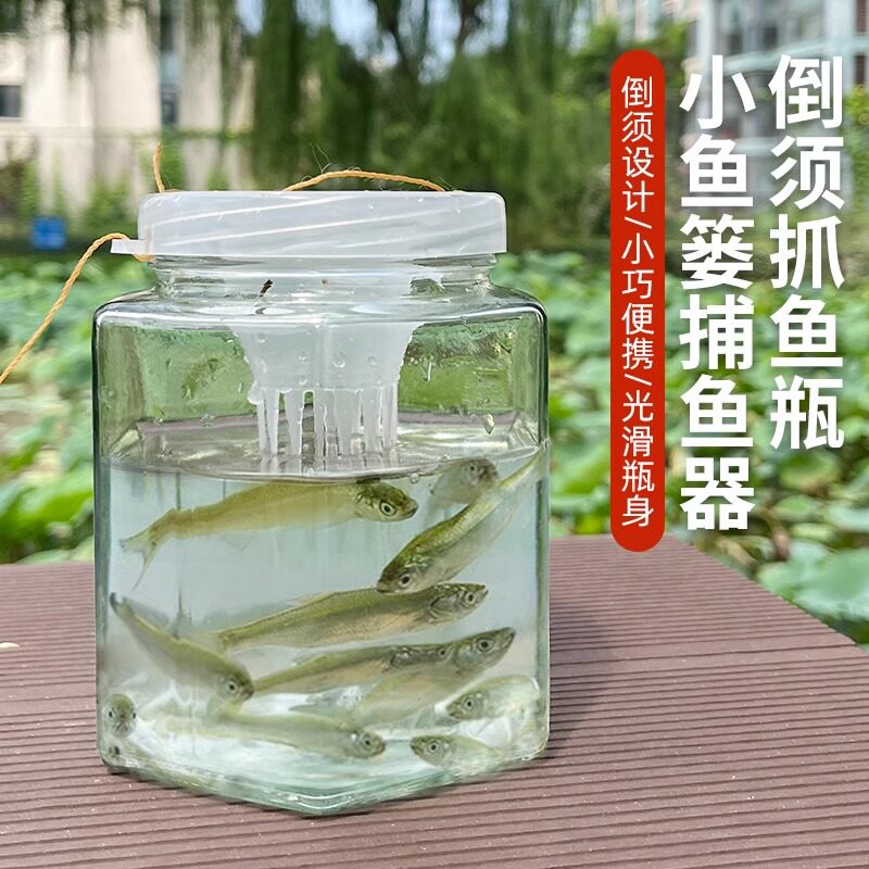 加厚倒须小孩抓鱼瓶玻璃捕鱼瓶图片