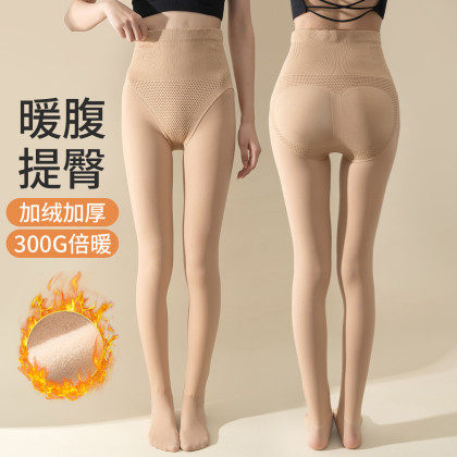 290克皮尔卡丹初冬薄绒加厚高腰水光润肤袜5100 面膜裸感微压