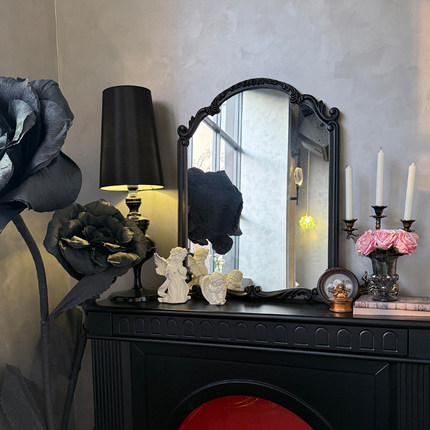 浴室LED镜法式雕花不规则化妆镜设计师联名卫生间挂镜子高级款