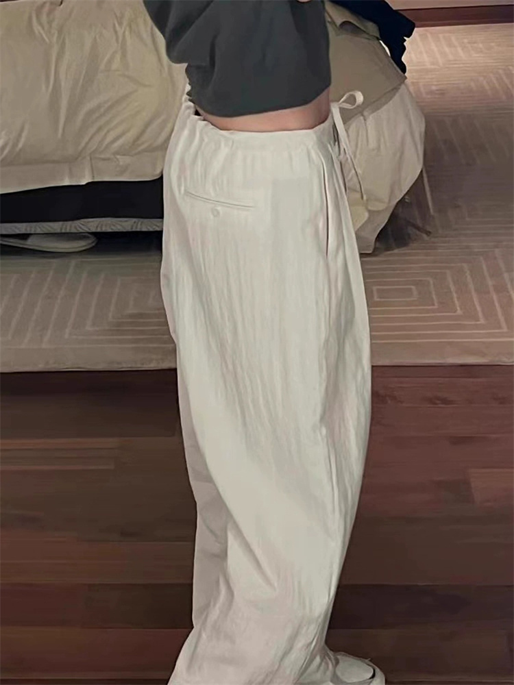 现 韩国东大门代购2025夏季one taste-a高级感减龄系带阔腿休闲裤