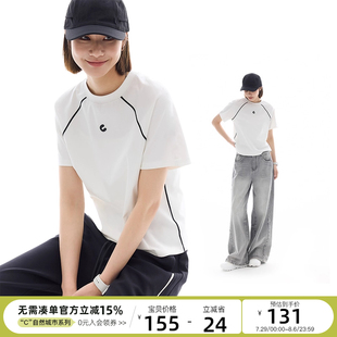 顯瘦插肩袖 CLOUDSPACE 城市漫游T 撞色短款 女T恤2025夏 圓領短袖