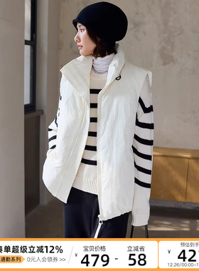 CLOUDSPACE 休闲白色羽绒马甲羽绒背心外套女秋冬新款女上衣