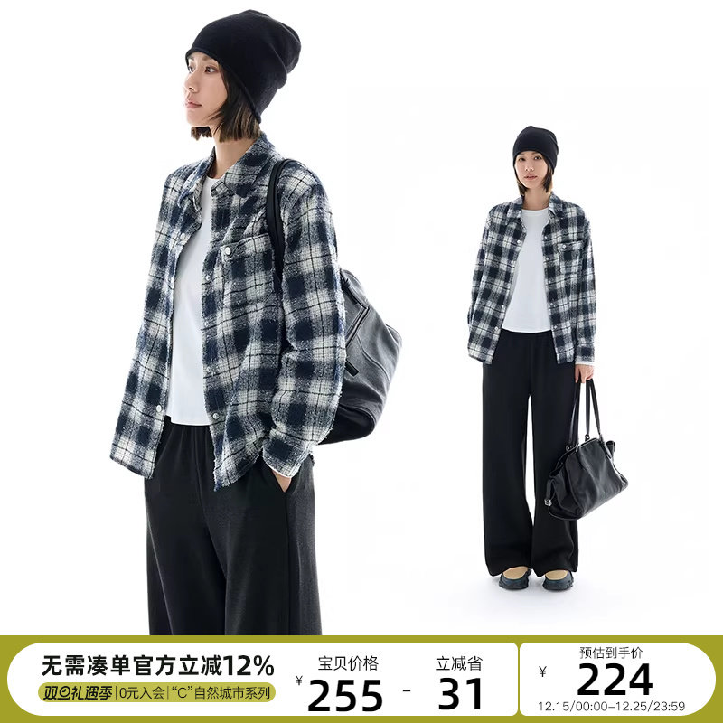 CLOUDSPACE【黑白琴格】流须百搭肌理格纹设计感衬衫202