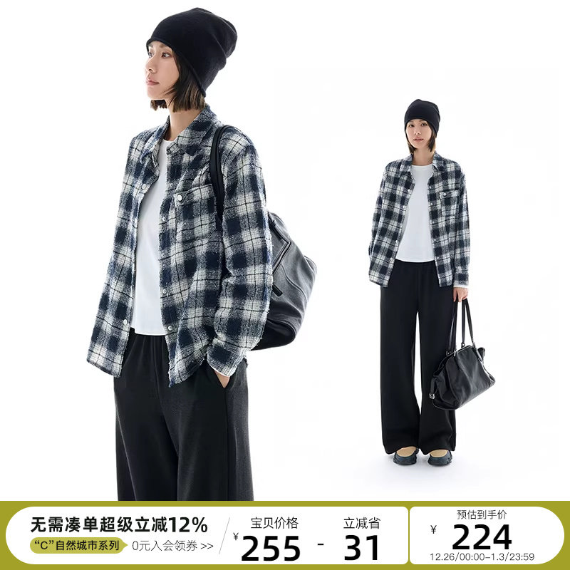 CLOUDSPACE【黑白琴格】流须百搭肌理格纹设计感衬衫202