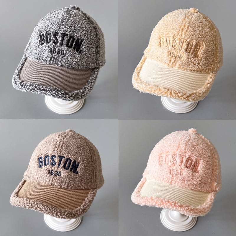 儿童帽子秋冬男童羊羔绒鸭舌帽秋冬中大童百搭可爱女孩棒球帽男孩