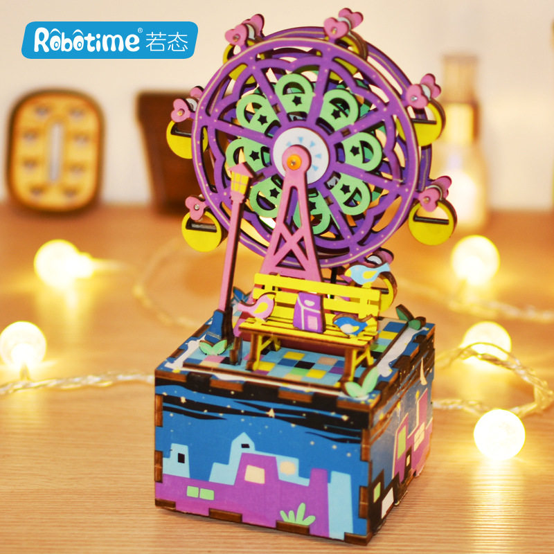 八音盒系列 diy音乐盒生日礼物木质手工拼装摩天轮创意礼品女