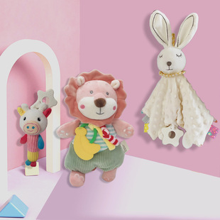 婴儿安抚巾豆豆标签可入口哄睡玩偶宝宝早教安抚公仔卡通玩偶