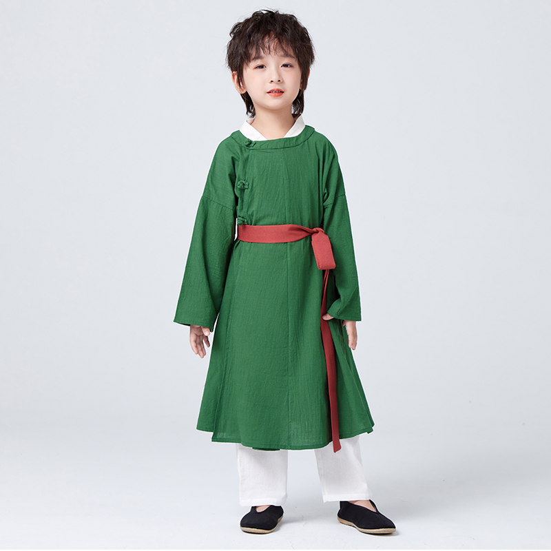 春秋棉麻唐制圆领袍长裳汉服