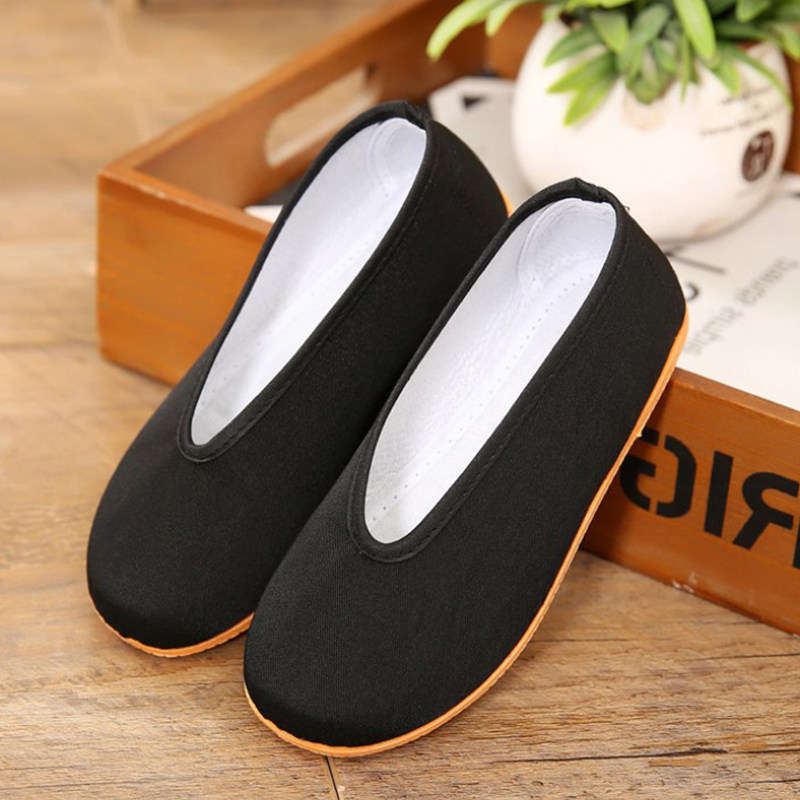 中国风男女儿童黑布鞋中式圆口复古小孩年功夫休闲防滑老北京布鞋