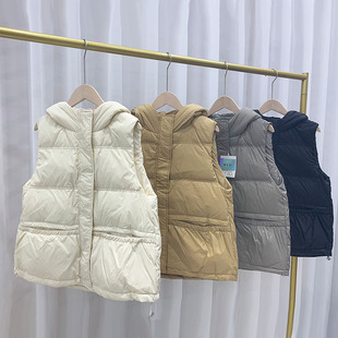 2024年林木飞连帽羽绒马甲女款背心洋气新款短款90白鸭绒休闲外套