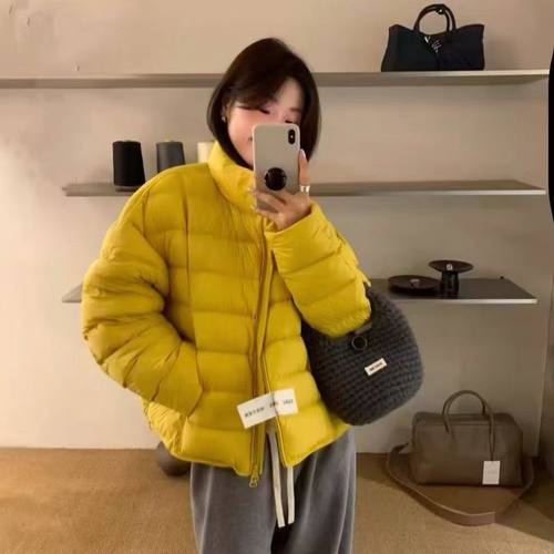 2025秋冬新款排骨羽绒服女短款立领加厚保暖白鸭绒面包服外套潮