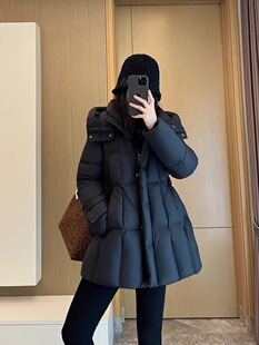 白鸭绒羽绒服女2025冬新款气质收腰修身显瘦连帽时尚保暖加厚外套