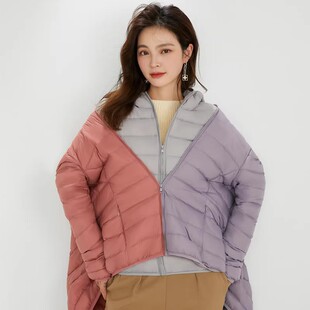2025年秋冬新款轻薄羽绒服女装薄款立领连帽轻便短款女款大码外套