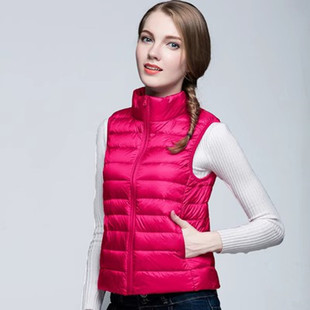 超轻超薄轻型羽绒背心女羽绒马甲冬韩轻薄羽绒服立领修身显瘦正品