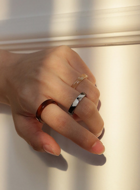 Monote小众美国Machete复古戒指百搭轻巧水磨石纹理简约首饰指环