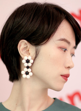 Monote现货韩国ylyl耳环手工饰品tin tin长款小众百搭可爱耳饰