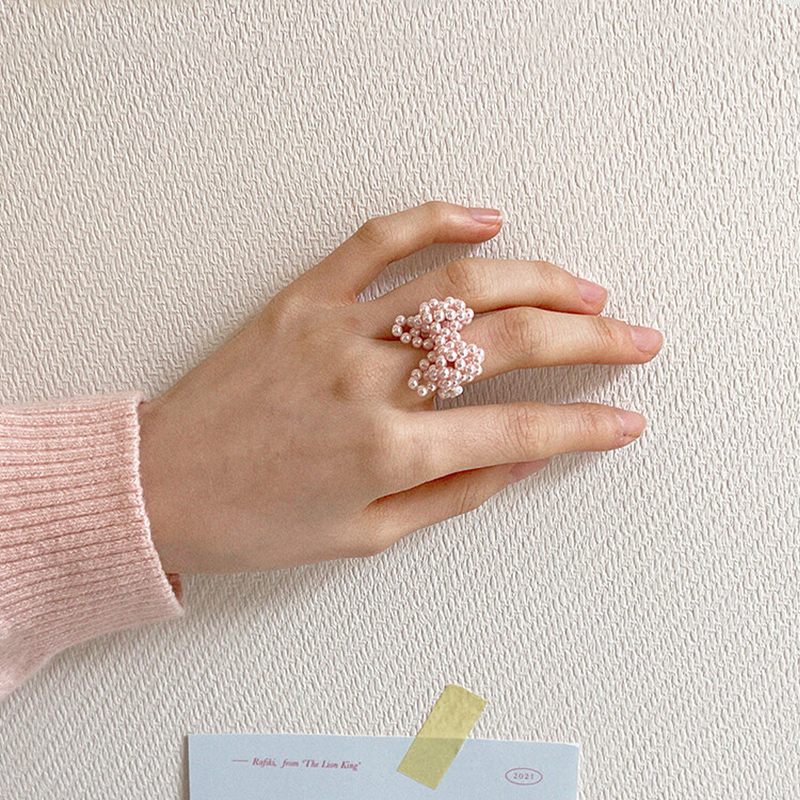 韩国戒指swingset串珠甜美风