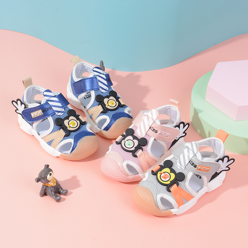 巴托童鞋21夏款男女宝宝网布透气包后跟不掉鞋1-3岁小童凉鞋K8024